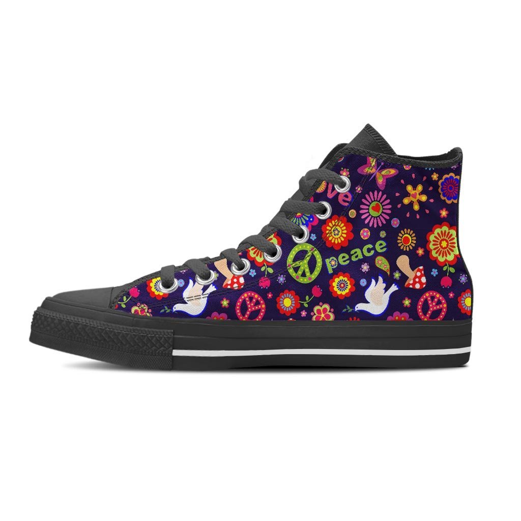 Hippie Floral Women's High Top Shoes-grizzshop