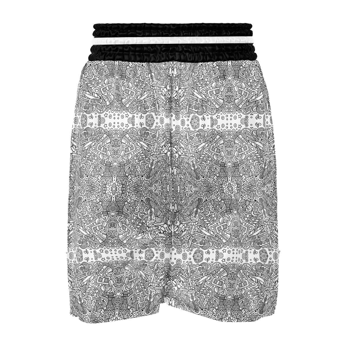 Hippie Graffiti Monochrome Print Pattern Boxing Shorts-grizzshop