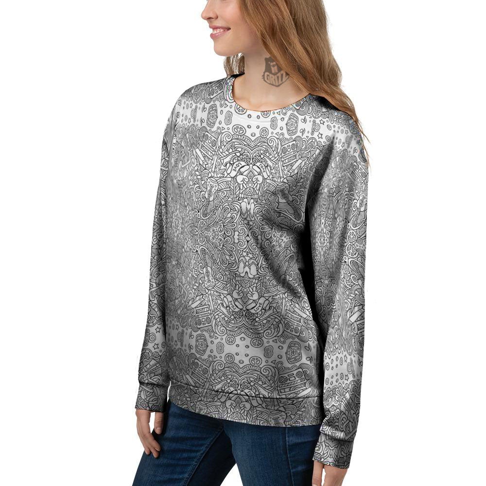 Hippie Graffiti Monochrome Print Pattern Women's Sweatshirt-grizzshop