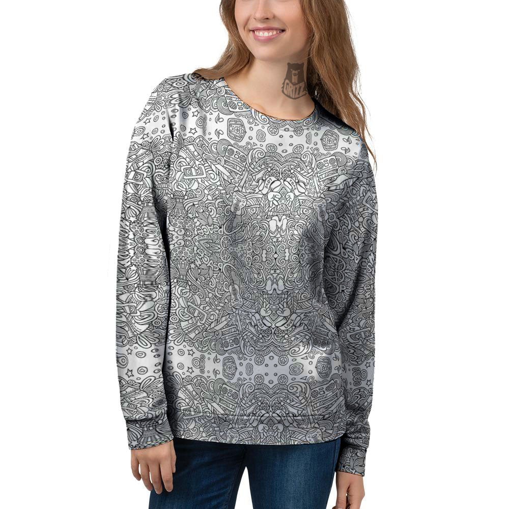 Hippie Graffiti Monochrome Print Pattern Women's Sweatshirt-grizzshop