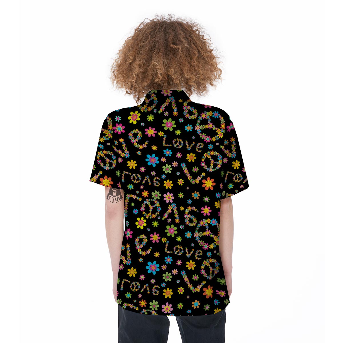 Hippie Love Floral Women's Short Sleeve Shirts-grizzshop