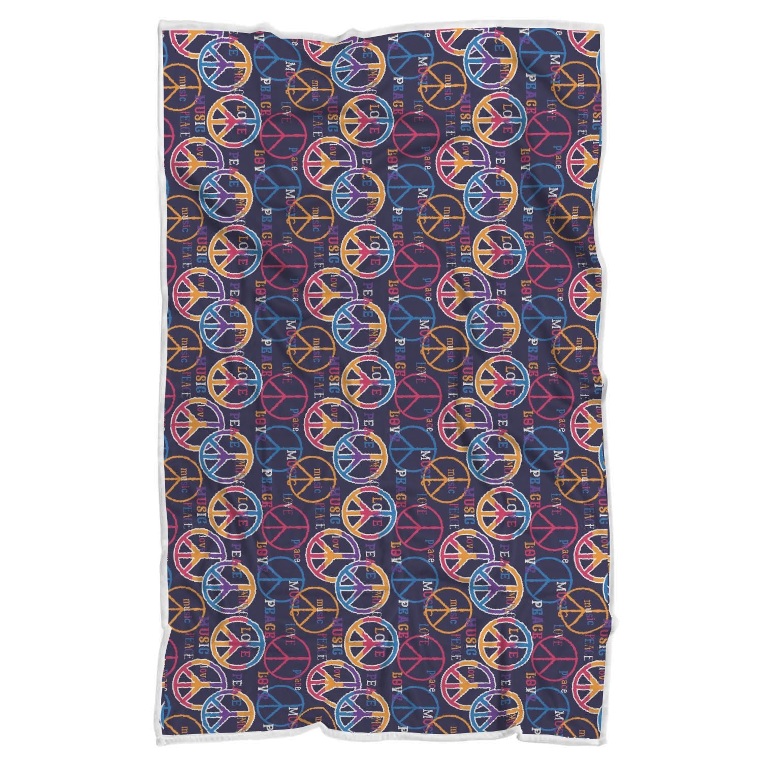 Hippie Music Van Peace Sign Pattern Print Throw Blanket-grizzshop
