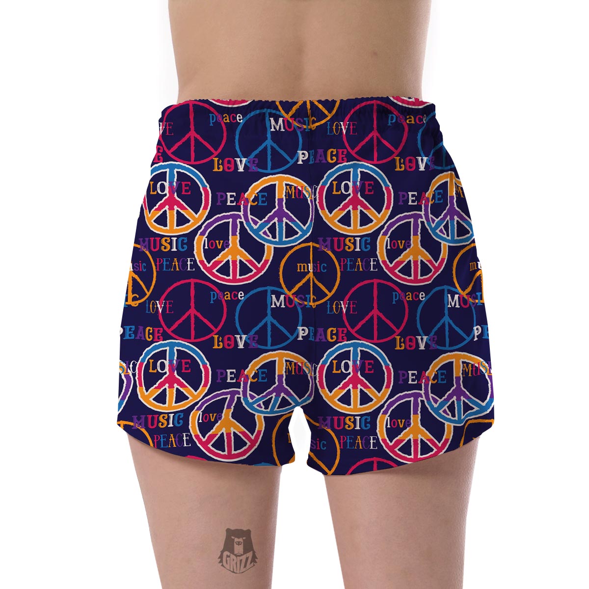 Hippie Music Van Peace Sign Pattern Print Women's Shorts-grizzshop