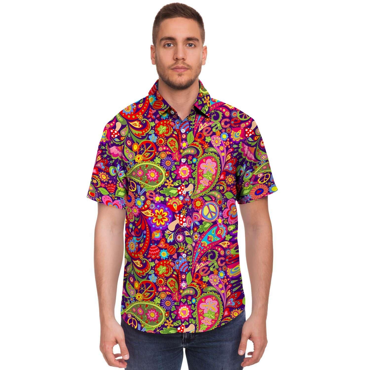 Hippie Paisley Men's Short Sleeve Shirt-grizzshop