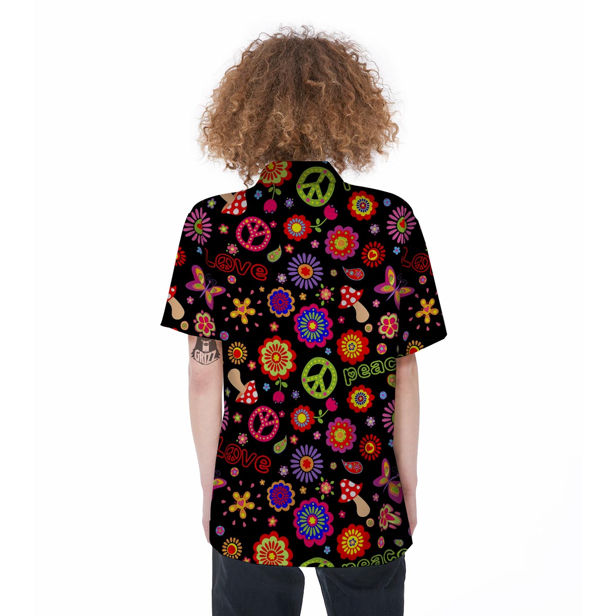 Hippie Peace Print Women's Short Sleeve Shirts-grizzshop