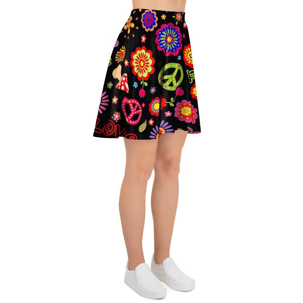Hippie Peace Print Women's Skirt-grizzshop