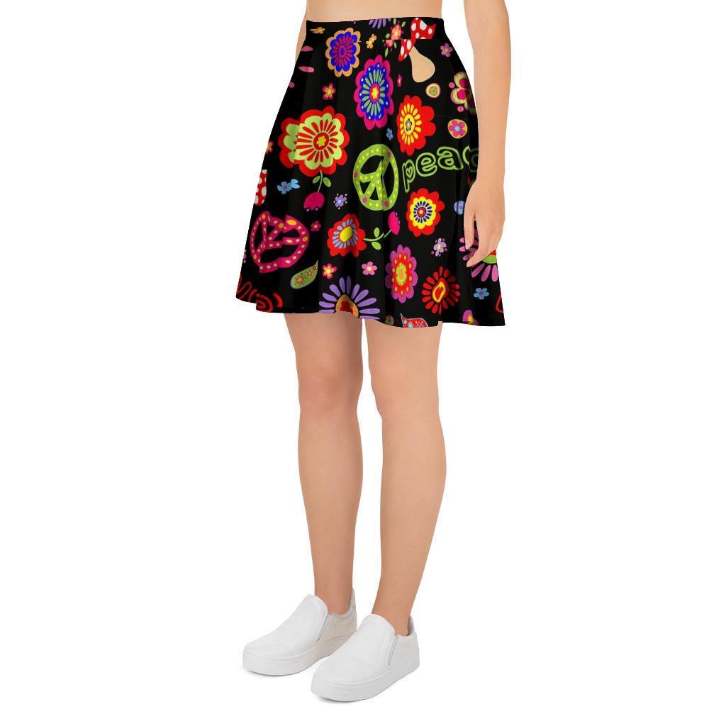 Hippie Peace Print Women's Skirt-grizzshop