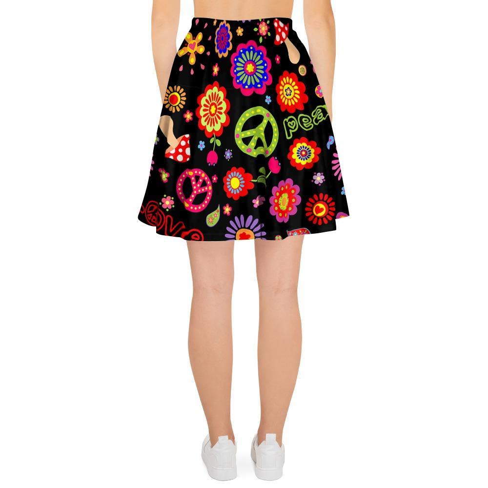 Hippie Peace Print Women's Skirt-grizzshop
