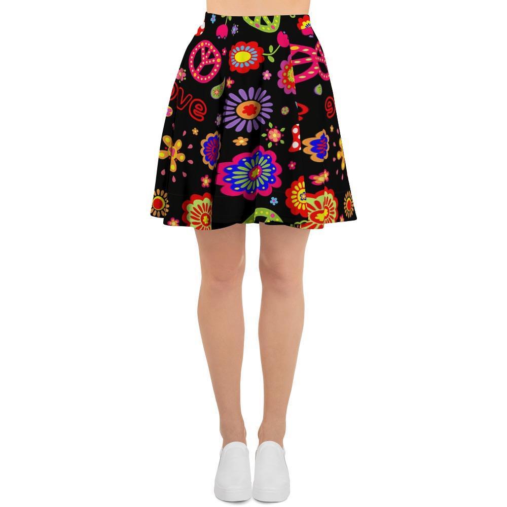 Hippie Peace Print Women's Skirt-grizzshop