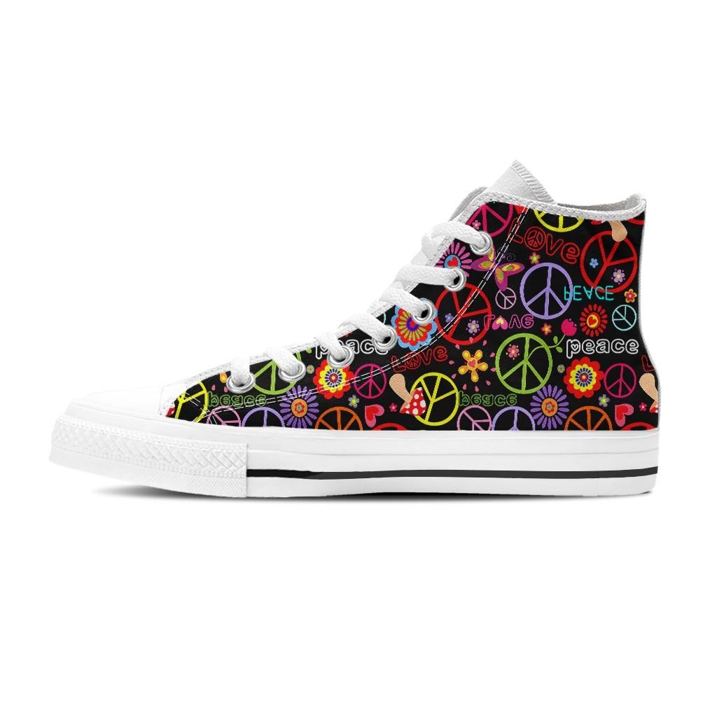 Hippie Peace Sign Women's High Top Shoes-grizzshop