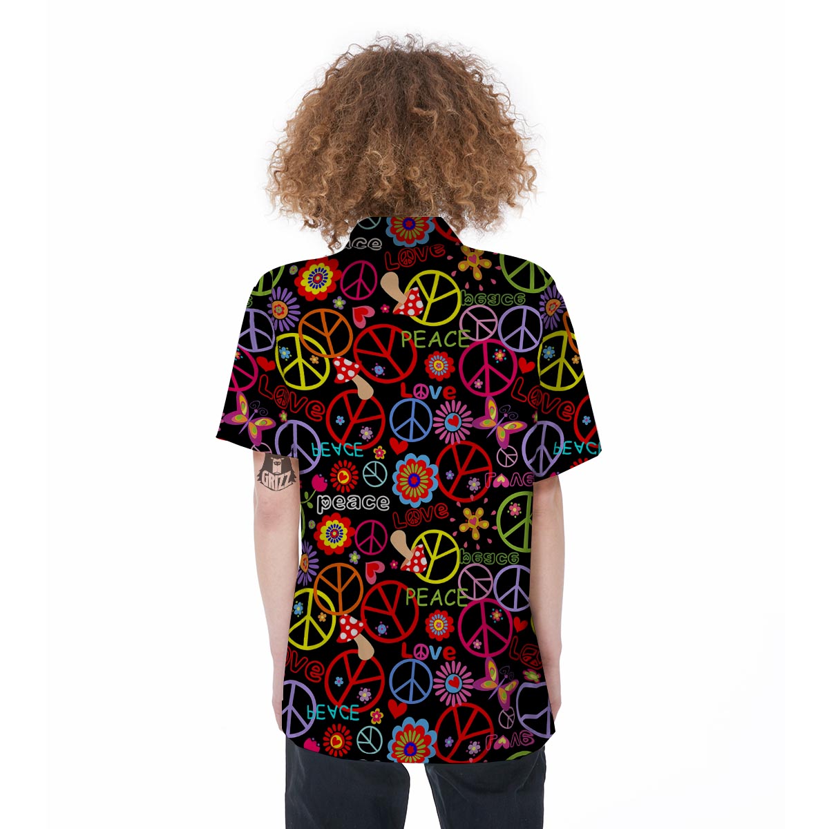 Hippie Peace Sign Women's Short Sleeve Shirts-grizzshop