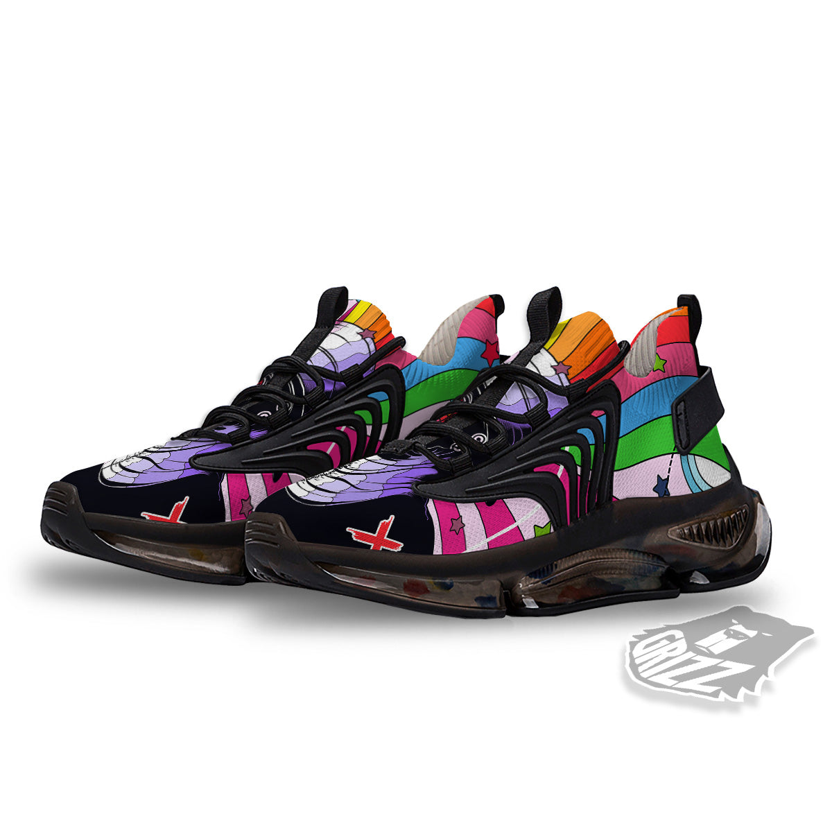 Hippie Plague Doctor Colorful Print Black Gym Shoes-grizzshop