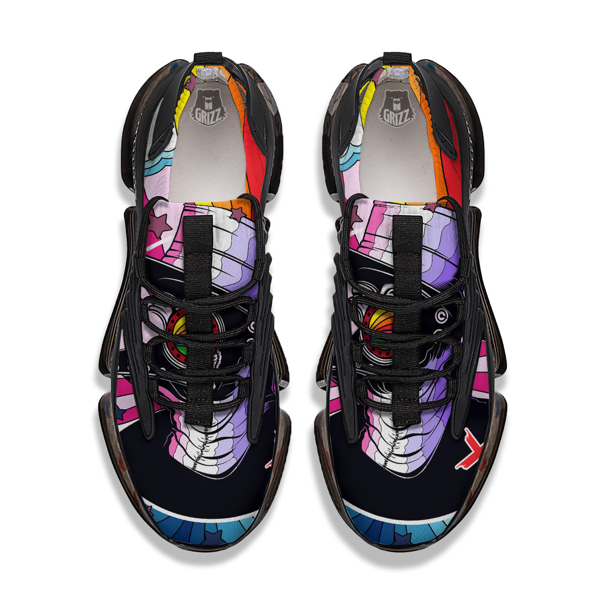 Hippie Plague Doctor Colorful Print Black Gym Shoes-grizzshop