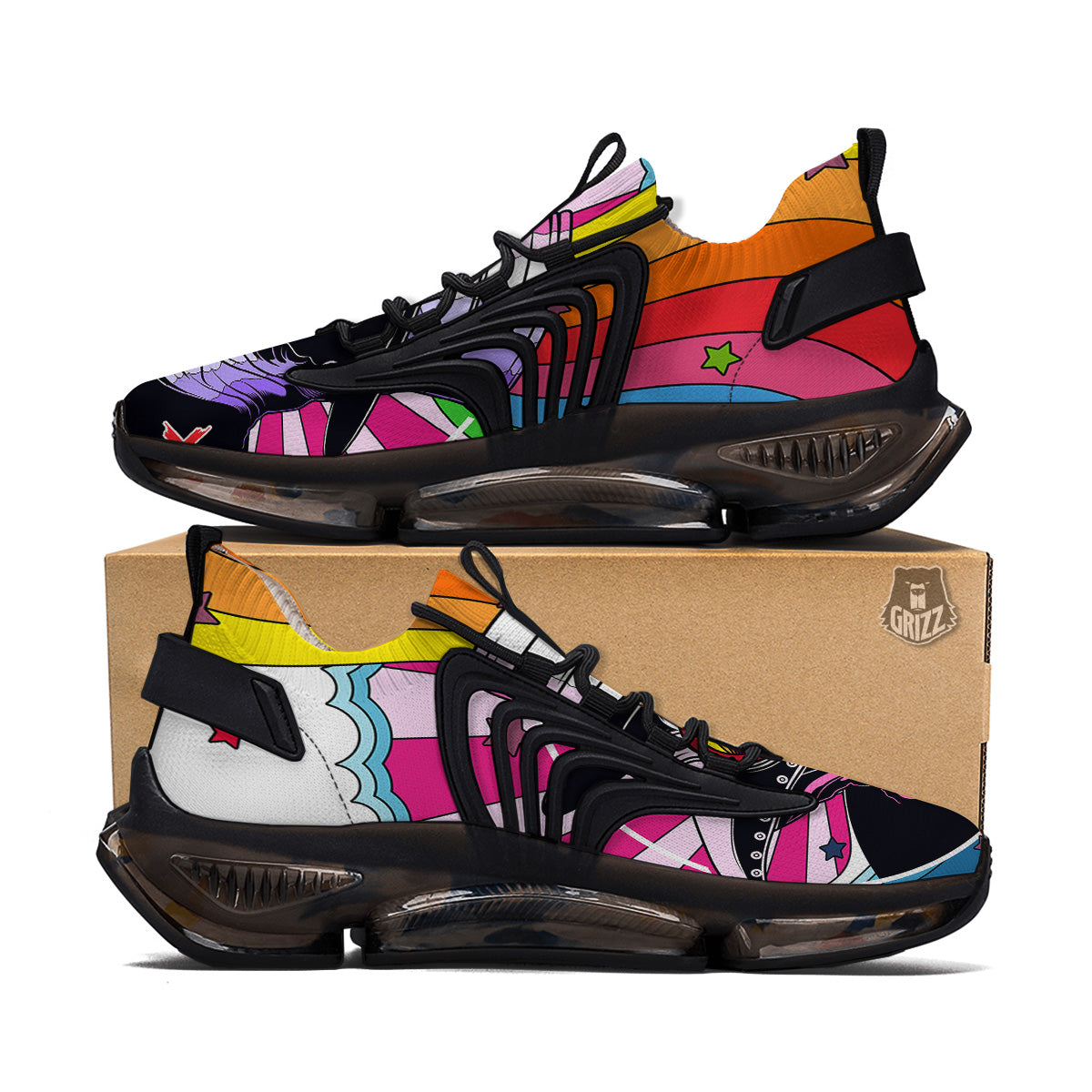 Hippie Plague Doctor Colorful Print Black Gym Shoes-grizzshop