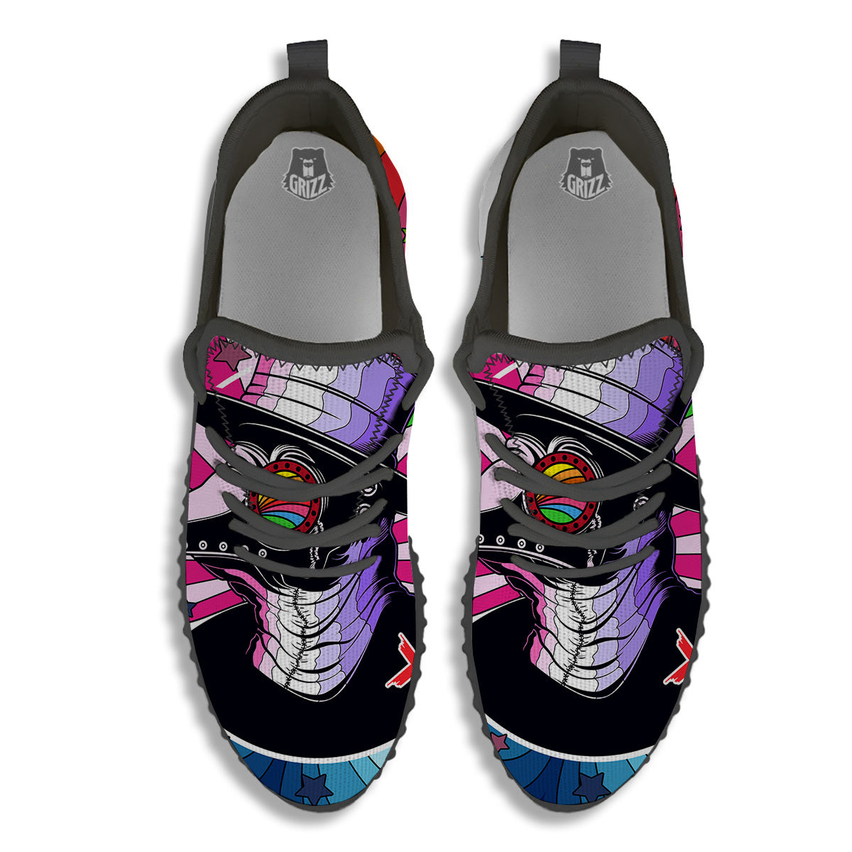 Hippie Plague Doctor Colorful Print Black Walking Shoes-grizzshop