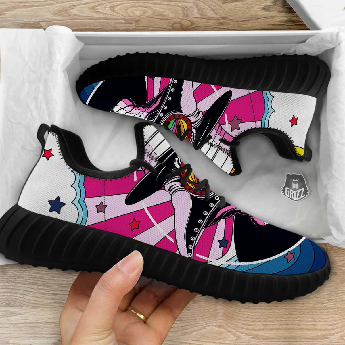 Hippie Plague Doctor Colorful Print Black Walking Shoes-grizzshop