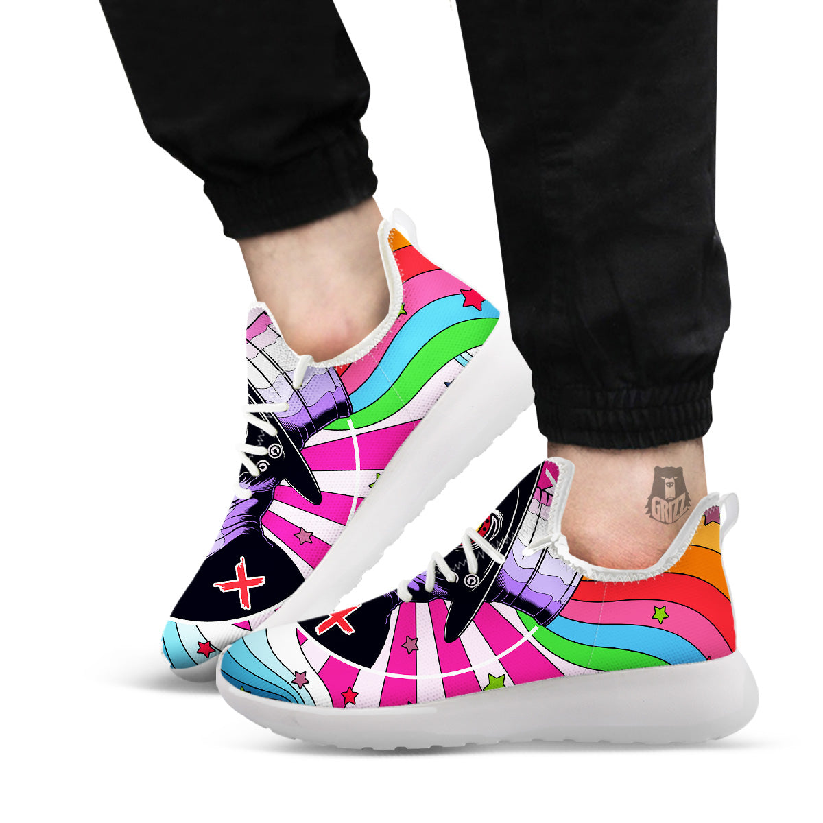 Hippie Plague Doctor Colorful Print White Athletic Shoes-grizzshop