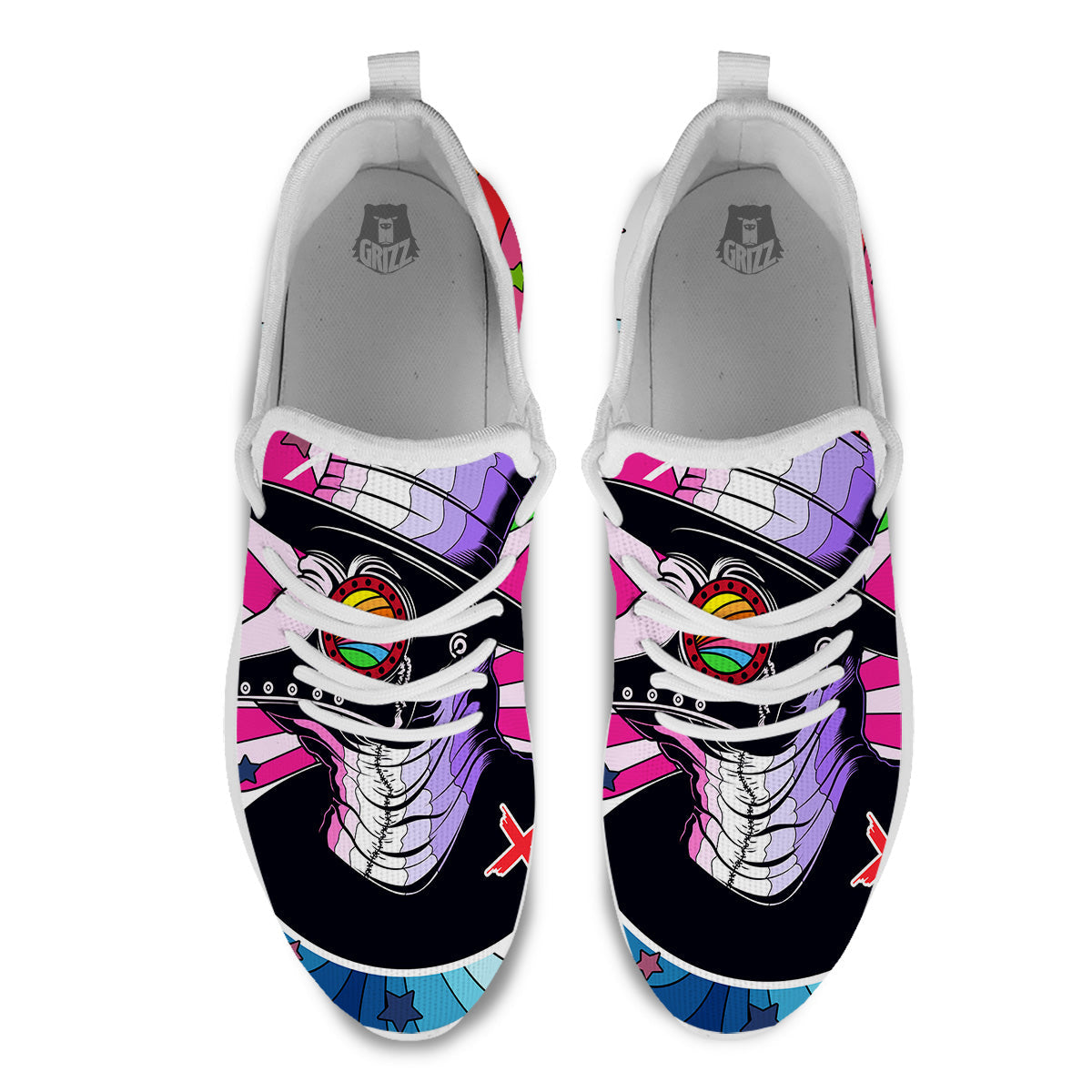Hippie Plague Doctor Colorful Print White Athletic Shoes-grizzshop