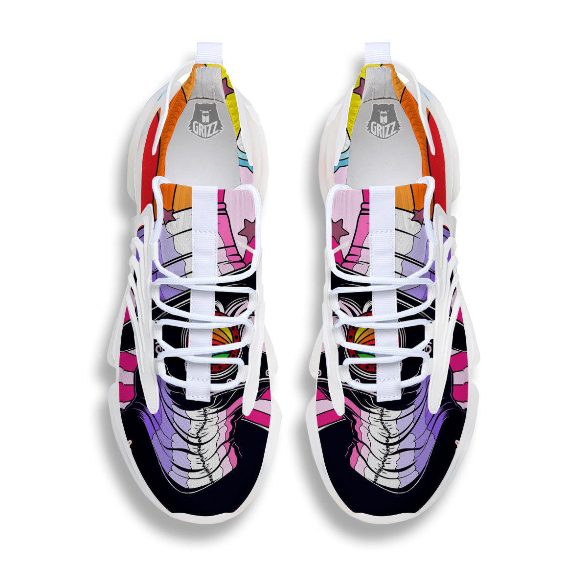 Hippie Plague Doctor Colorful Print White Gym Shoes-grizzshop