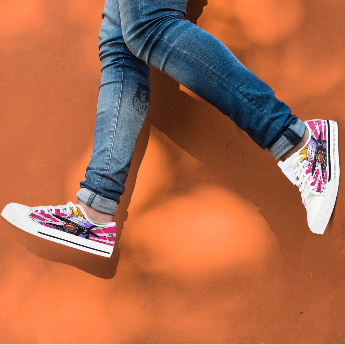 Hippie Plague Doctor Colorful Print White Low Top Shoes-grizzshop
