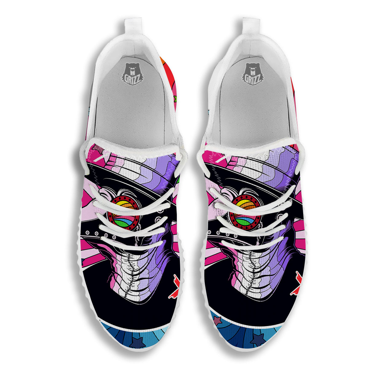 Hippie Plague Doctor Colorful Print White Walking Shoes-grizzshop