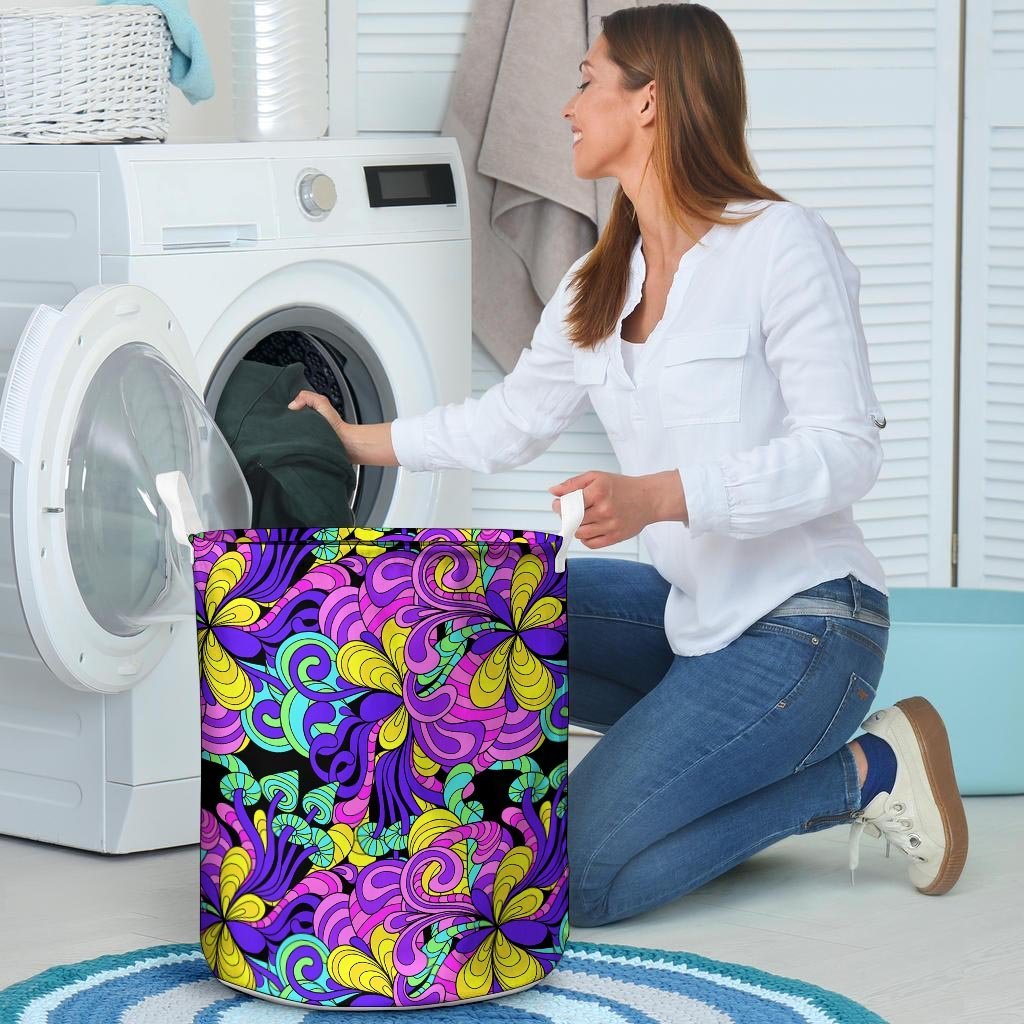 Hippie Psychedelic Mushroom Laundry Basket-grizzshop