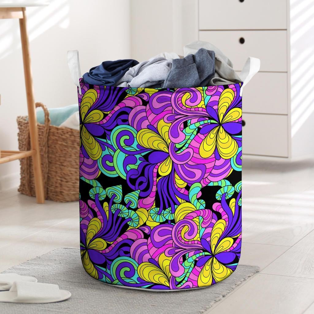 Hippie Psychedelic Mushroom Laundry Basket-grizzshop