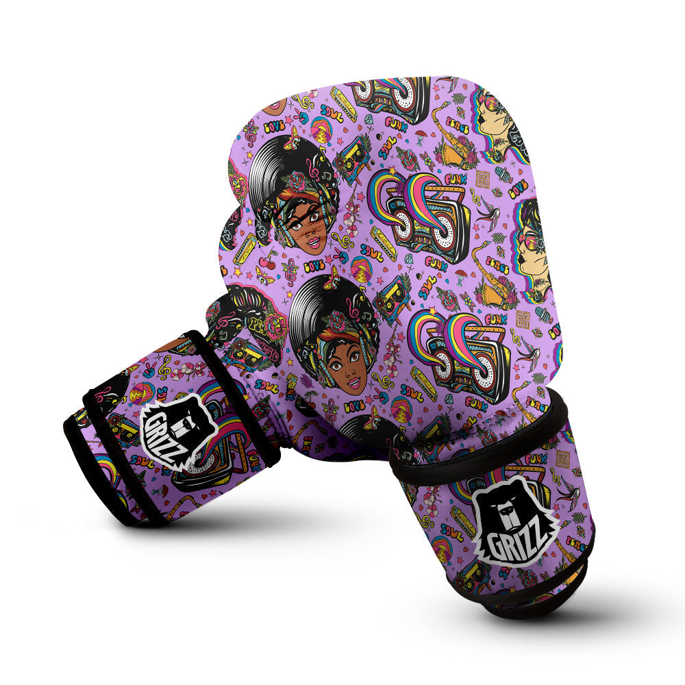 Hippie Retro Funky Women Print Pattern Boxing Gloves-grizzshop
