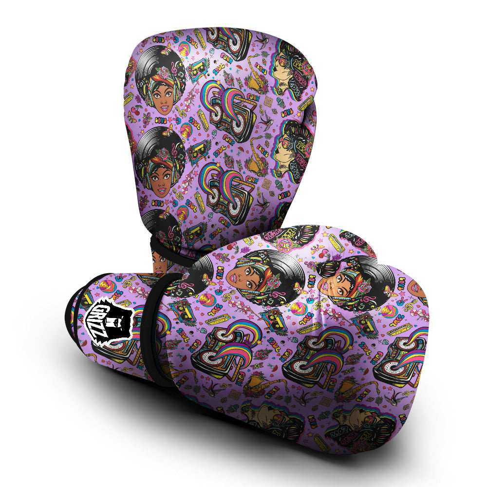 Hippie Retro Funky Women Print Pattern Boxing Gloves-grizzshop