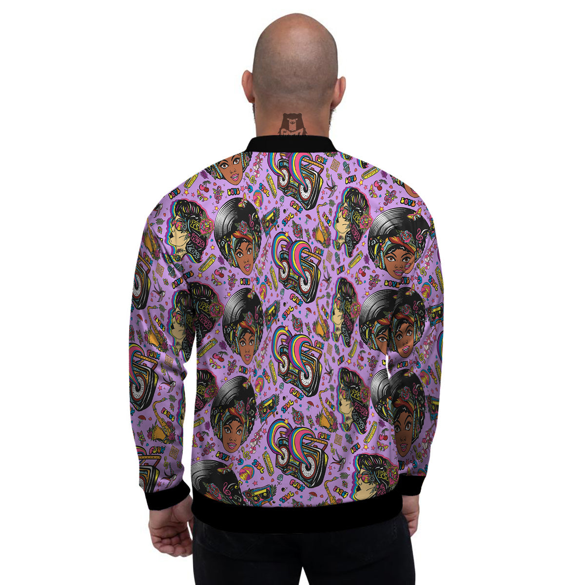 Hippie Retro Funky Women Print Pattern Men's Bomber Jacket-grizzshop