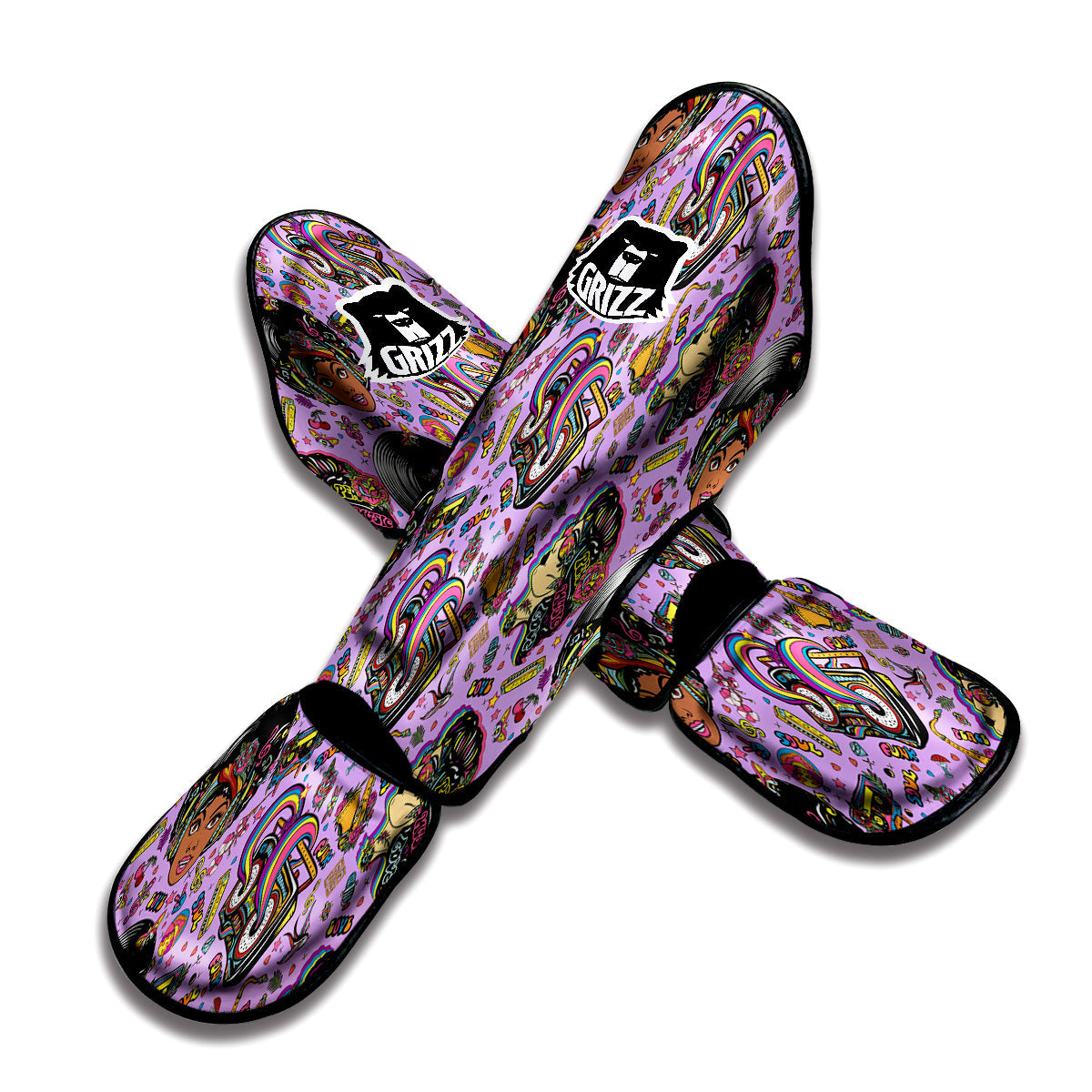 Hippie Retro Funky Women Print Pattern Muay Thai Shin Guards-grizzshop