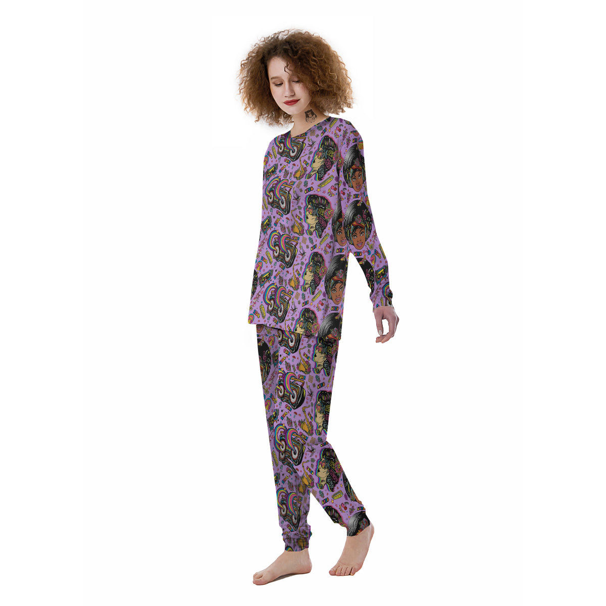 Hippie Retro Funky Women Print Pattern Women's Pajamas-grizzshop