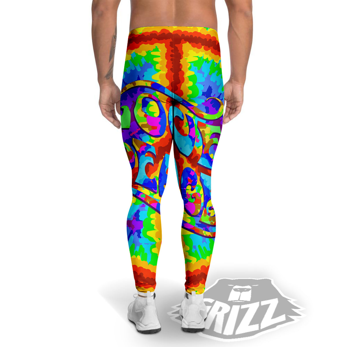 Hippie Symbol Colorful Abstract Print Men's Leggings-grizzshop