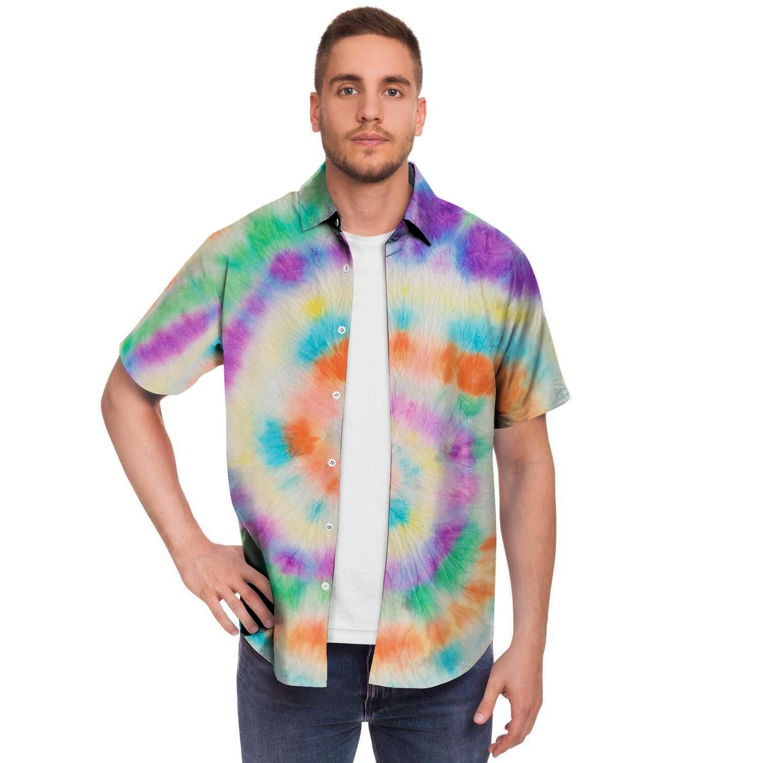 Hippie Tie Dye Men's Short Sleeve Shirt-grizzshop