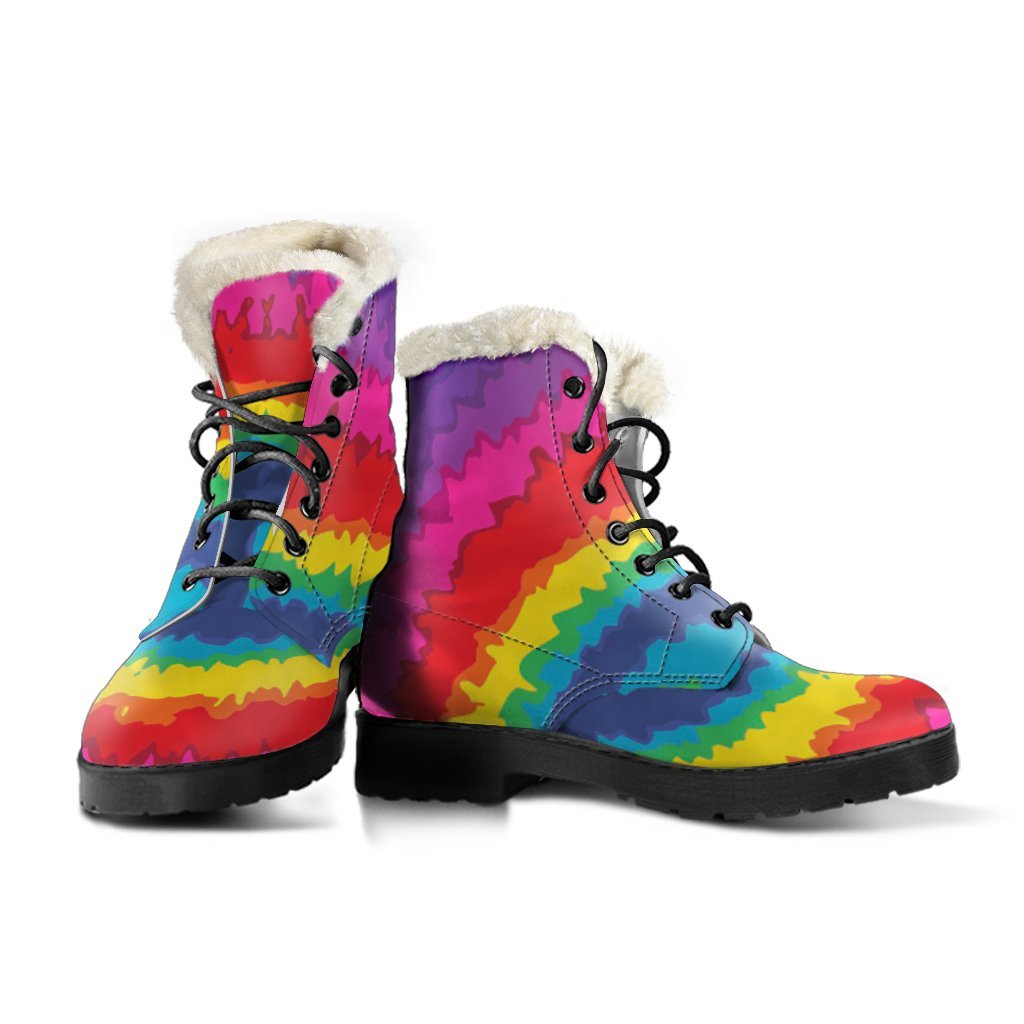 Hippie Tie dye Peace Sign Pattern Print Comfy Winter Boots-grizzshop