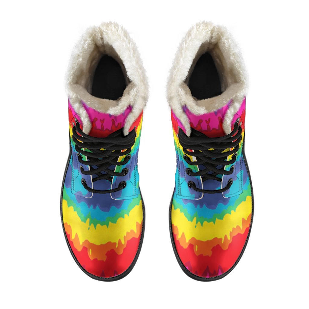 Hippie Tie dye Peace Sign Pattern Print Comfy Winter Boots-grizzshop