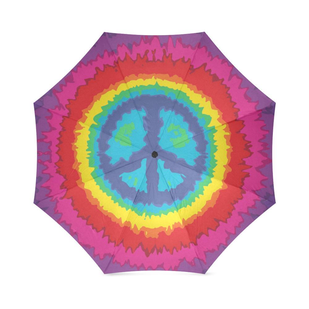 Hippie Tie dye Peace Sign Pattern Print Foldable Umbrella-grizzshop
