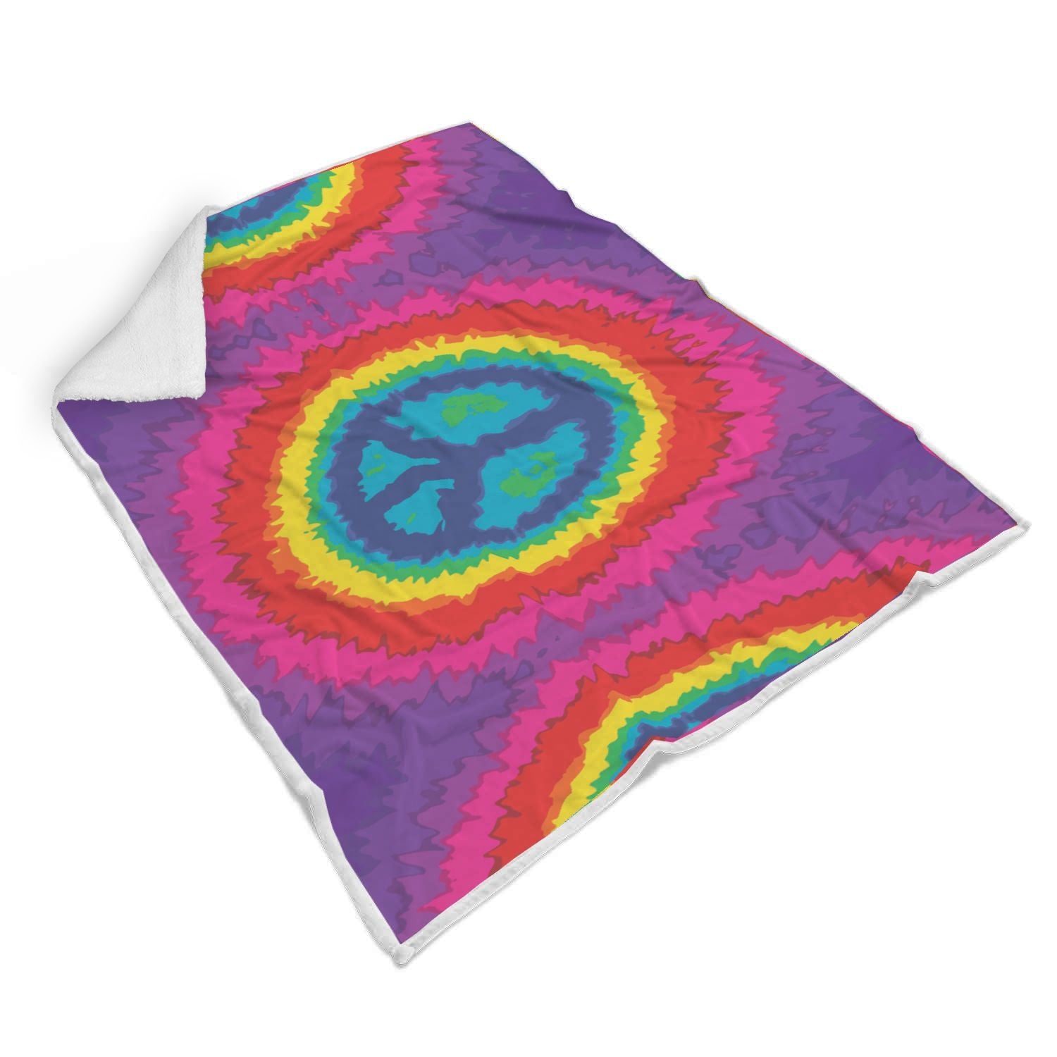 Hippie Tie dye Peace Sign Pattern Print Throw Blanket-grizzshop