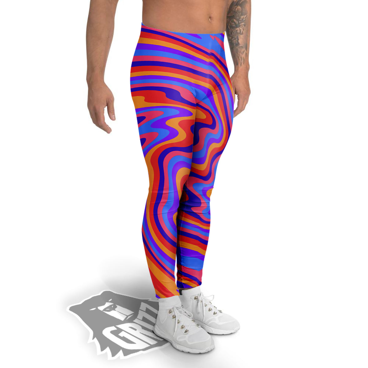 Hippie Trippy Acid Color Print Pattern Men's Leggings-grizzshop