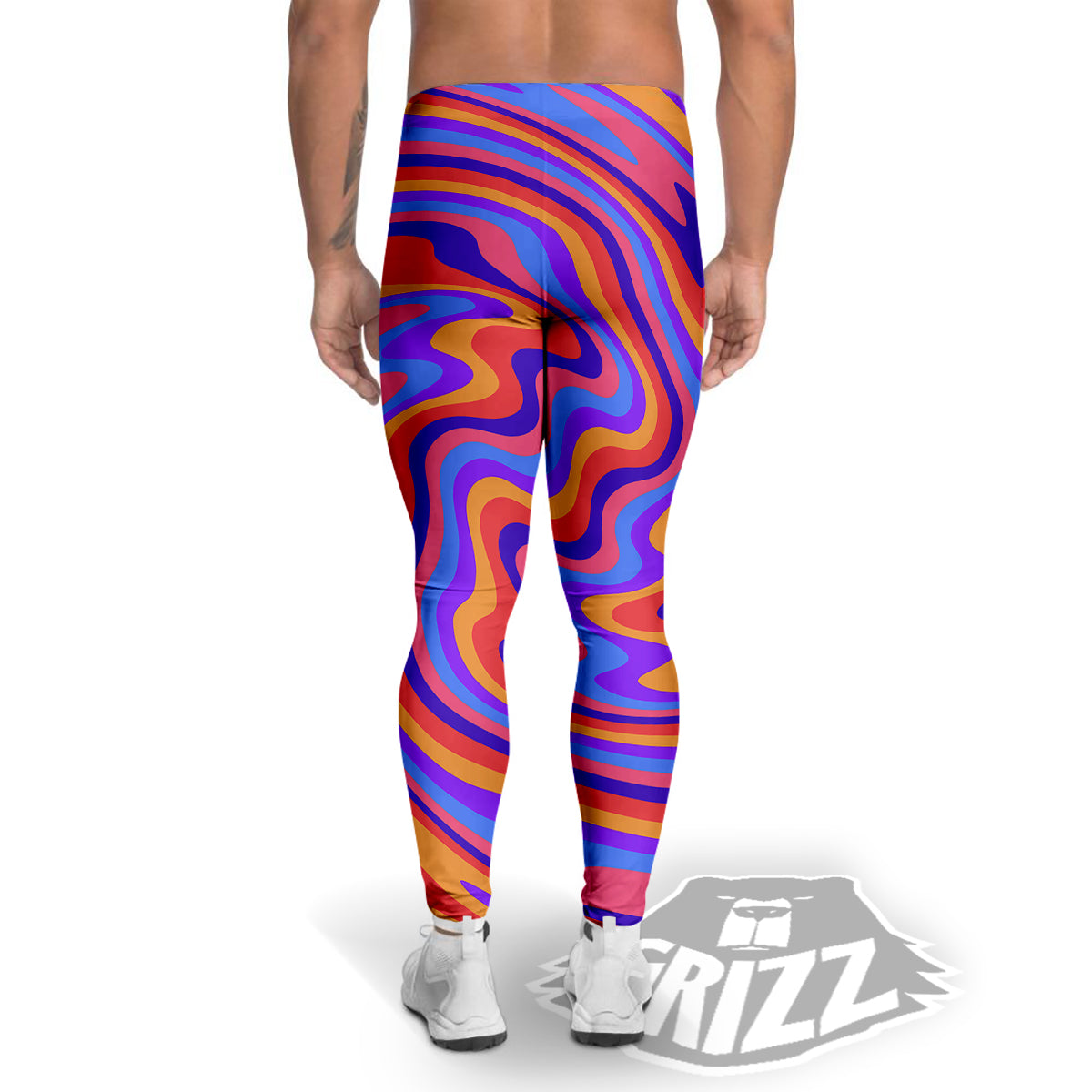 Hippie Trippy Acid Color Print Pattern Men's Leggings-grizzshop