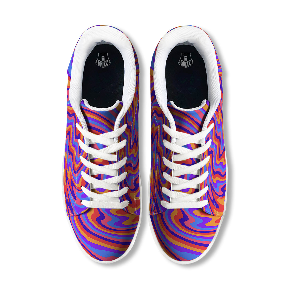 Hippie Trippy Acid Color Print Pattern White Low Top Sneakers-grizzshop