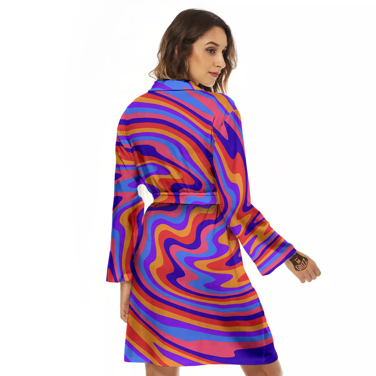 Hippie Trippy Acid Color Print Pattern Women's Robe-grizzshop