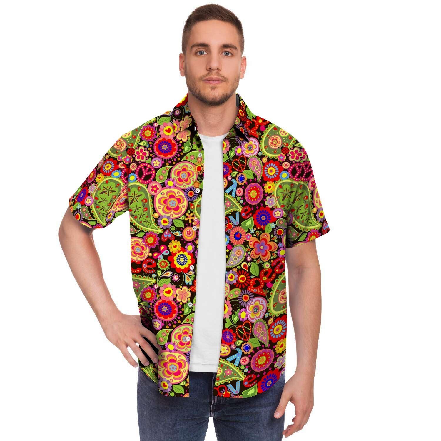 Hippie Trippy Men's Short Sleeve Shirt-grizzshop