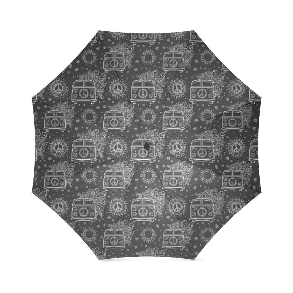 Hippie Van Peace Sign Pattern Print Foldable Umbrella-grizzshop