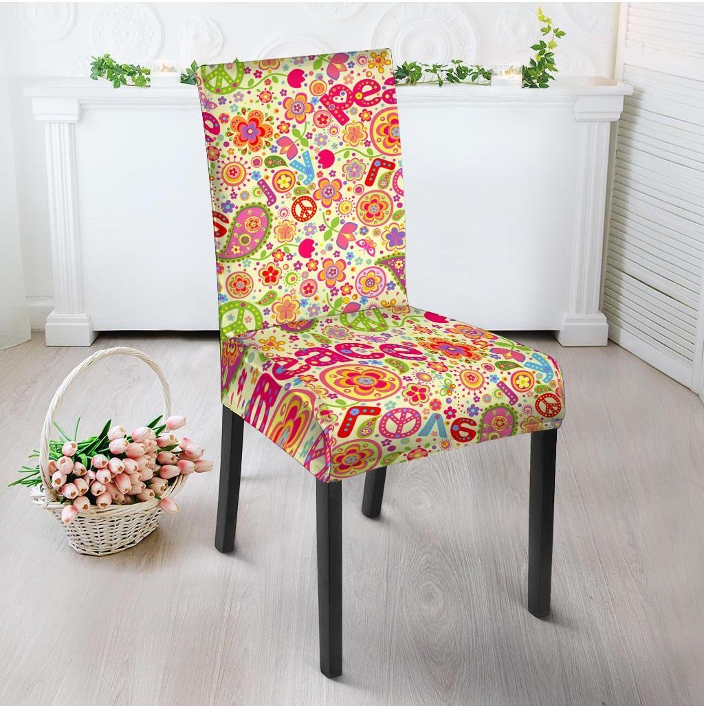 Hippie White Peace Chair Cover-grizzshop
