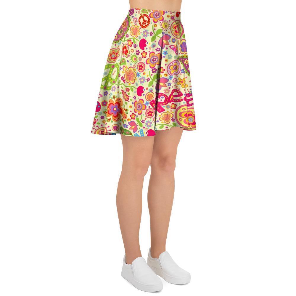 Hippie White Peace Women's Skirt-grizzshop