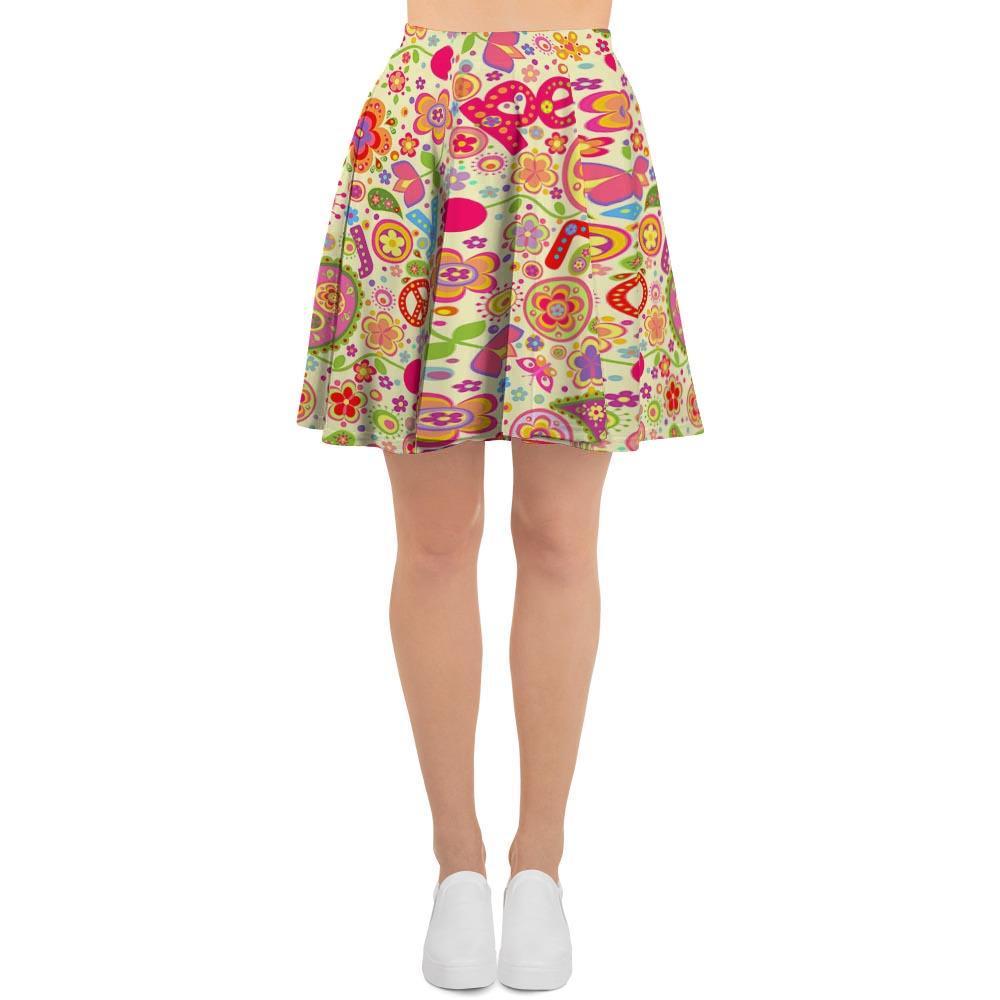 Hippie White Peace Women's Skirt-grizzshop