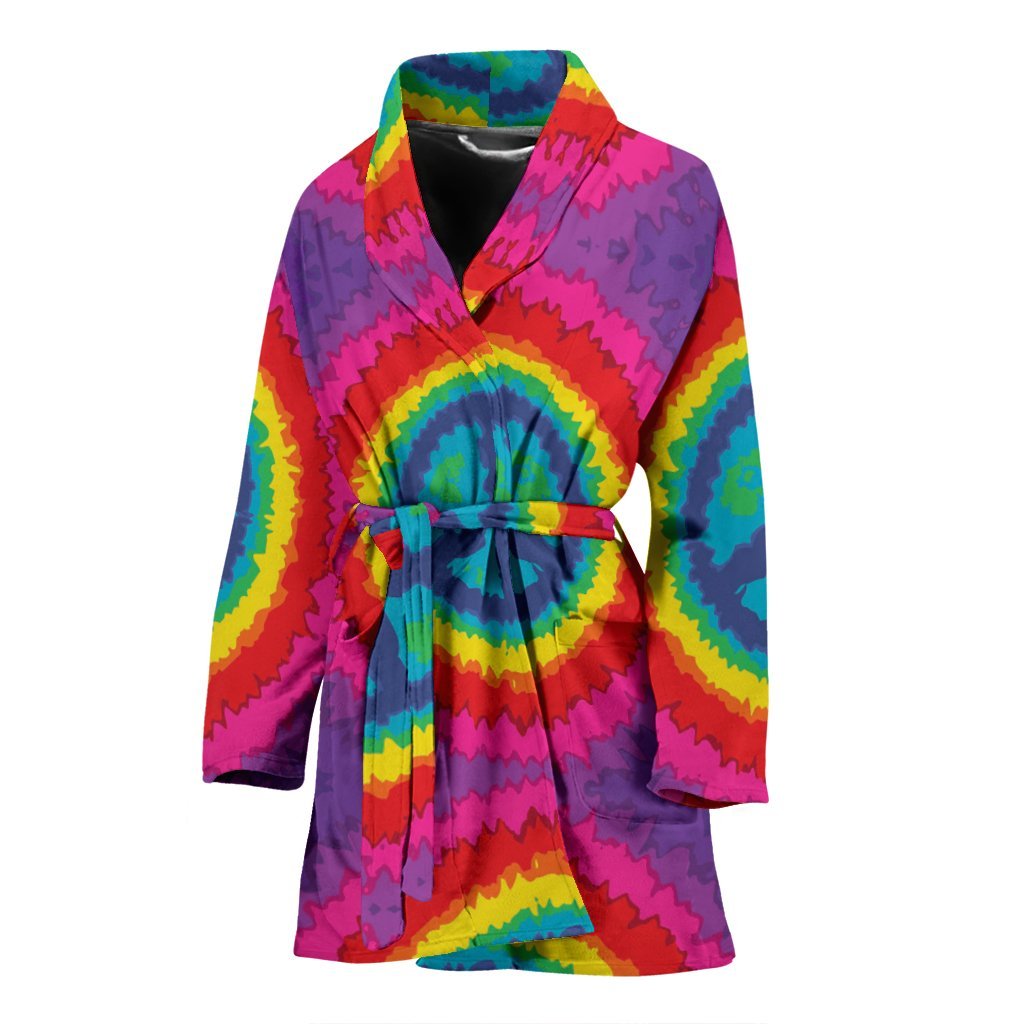 Hippie Tie dye Peace Sign Pattern Print Women Long Robe-grizzshop
