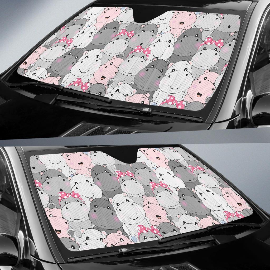 Hippo Cute Print Pattern Car Sun Shade-grizzshop