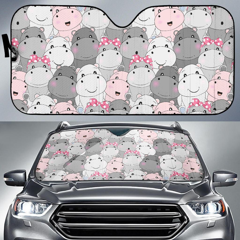 Hippo Cute Print Pattern Car Sun Shade-grizzshop